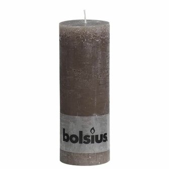 Bolsius Rustiek Kaarsen190/68, 6 In Tray, Kleur Taupe