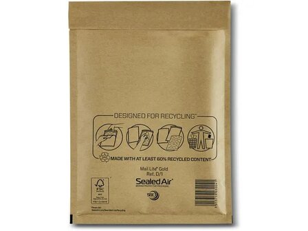 Mail Lite Gold Luchtkussenenveloppen D/1 180x260mm Kraft 200 Stuks