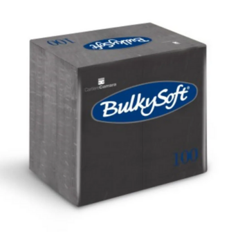 Bulkysoft zwarte servetten 40x40cm 3-laags 1/8 vouw doos 1000 stuks