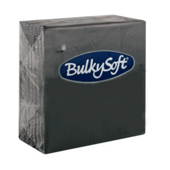 Bulkysoft zwarte servetten 33x33cm 2-laags 1/4 vouw doos 2000 stuks