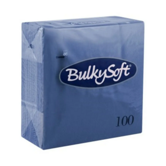 Bulkysoft blauwe servetten 33x33cm 2-laags 1/4 vouw doos 2000 stuks