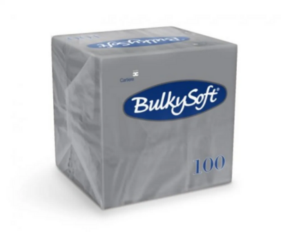 Bulkysoft grijze servetten 24x24cm 2-laags 1/4 vouw doos 2000 stuks