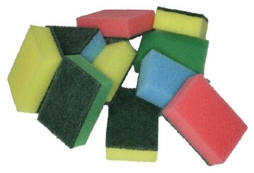 Schuurspons klein. Div kleuren. 9x6x3cm 1x10